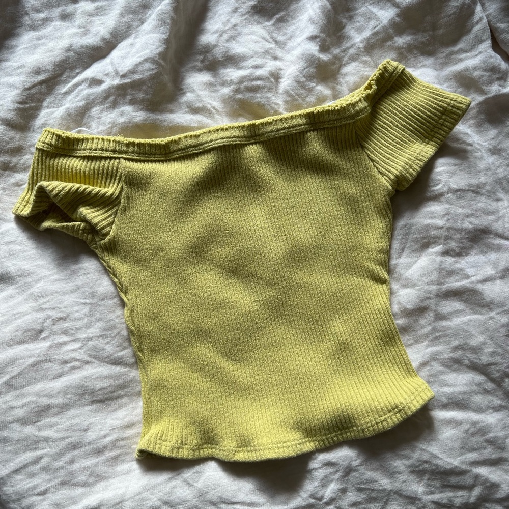 UO Chartreuse Off-Shoulder Crop